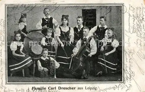 AK / Ansichtskarte Leipzig Familie Carl Drescher Gruppenbild Musikinstrumente Leipzig