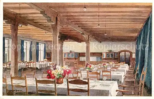 AK / Ansichtskarte Elmau Schloss Elmau Speisesaal Kuenstlerkarte Elmau