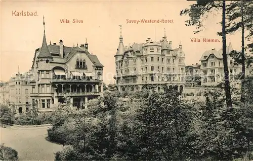 AK / Ansichtskarte Karlsbad_Eger Villa Silva Savoy Westend Hotel Villa Klemm Karlsbad_Eger