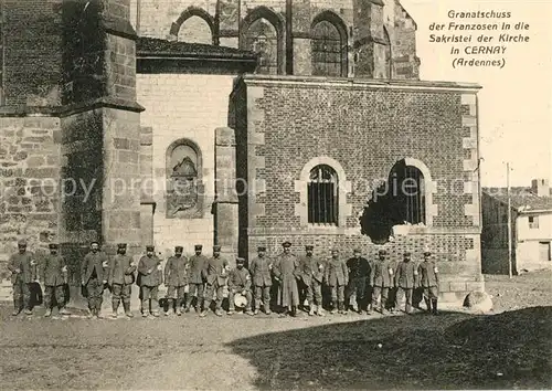 AK / Ansichtskarte Cernay les Reims Granatschuss der Franzosen Sakristei der Kirche Cernay les Reims