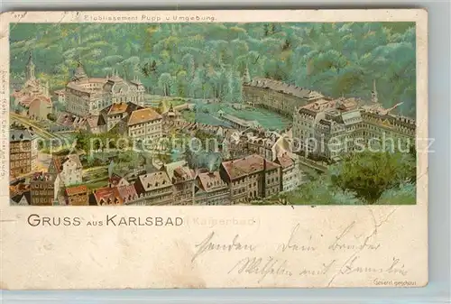 AK / Ansichtskarte Karlsbad_Eger Etablissement Pupp und Umgebung Karlsbad_Eger