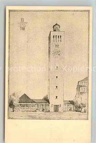 AK / Ansichtskarte Muenchen Aussichtsturm Leuchtturm Kuenstlerkarte Deutsche Verkehrsausstellung Karte III Muenchen