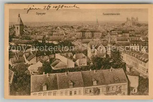 AK / Ansichtskarte Speyer_Rhein Gesamtansicht mit Dom Speyer Rhein