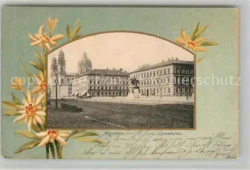 AK / Ansichtskarte Muenchen Odeonsplatz Denkmal Frauenkirche Blumen Muenchen