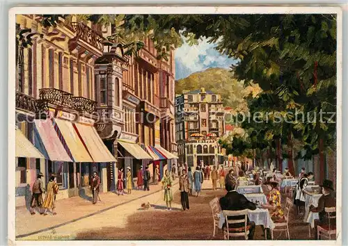 AK / Ansichtskarte Karlsbad_Eger Alte Wiese Strassencafes Kuenstlerkarte Karlsbad_Eger