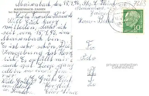 AK / Ansichtskarte Maisenbach_Zainen Dorfstrasse Am Waeldle Kolbachtal Schwarzwald Pensionen Schlagaeckern 