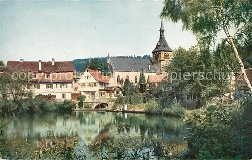 AK / Ansichtskarte Bad_Liebenzell Kirche und Forellensee Kurort im Schwarzwald Bad_Liebenzell