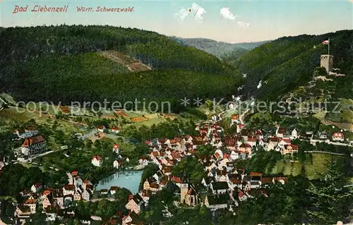 AK / Ansichtskarte Bad_Liebenzell Panorama mit Blick zur Burg Gedicht Der Burggeist Bad_Liebenzell