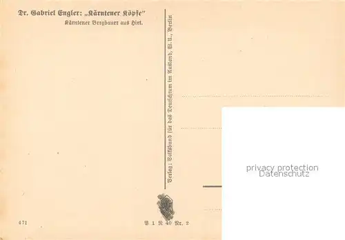 AK / Ansichtskarte Kuenstlerkarte Dr. Gabriel Engler Kaerntener Koepfe Bergbauer aus Hirt  Kuenstlerkarte
