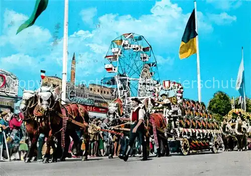 AK / Ansichtskarte Oktoberfest Bierwagen Riesenrad  Oktoberfest