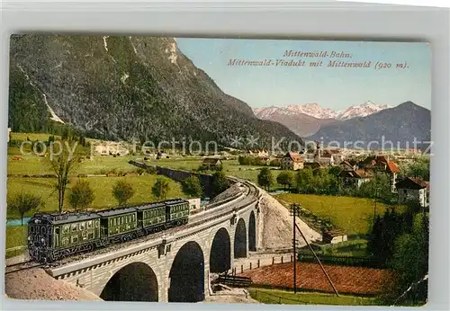 AK / Ansichtskarte Eisenbahn Mittenwaldbahn Viadukt Mittenwald Eisenbahn