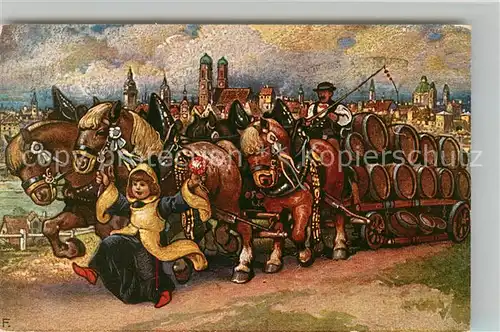 AK / Ansichtskarte Muenchner_Kindl Brauereigespann  Muenchner Kindl