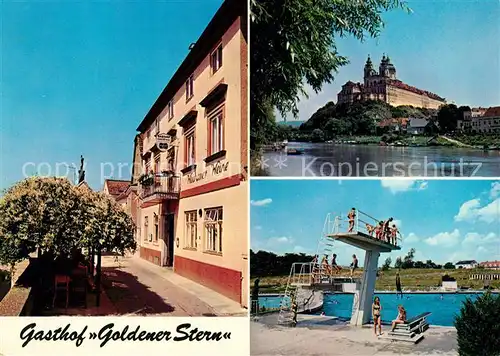 AK / Ansichtskarte Melk_Donau Gasthof Goldener Stern Freibad Melk_Donau