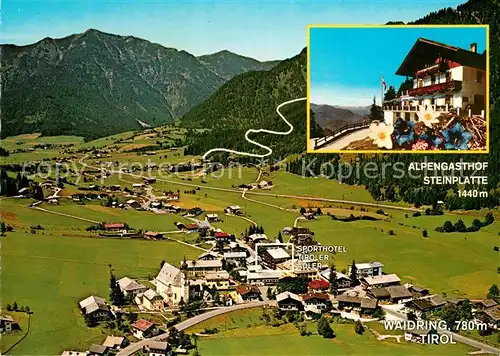 AK / Ansichtskarte Waidring_Tirol Sporthotel Tiroler Adler Fliegeraufnahme Alpgengasthof Steinplatte Waidring Tirol