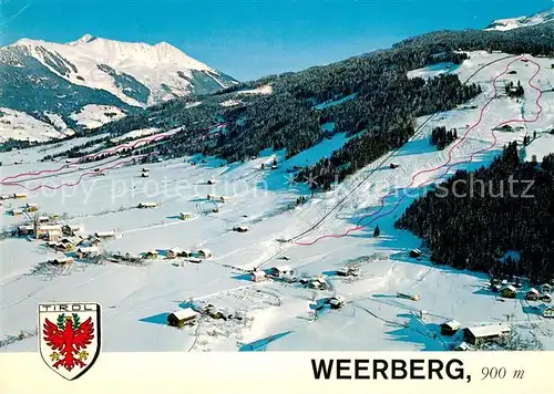 AK / Ansichtskarte Weerberg Fliegeraufnahme mit Schlepplift zum Alpengasthof Hausstatt Weerberg