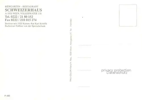 AK / Ansichtskarte Wien Restaurant Biergarten Schweizerhaus Volksprater Wien