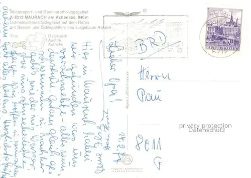 AK / Ansichtskarte Maurach_Achensee Rofanseilbahn Maurach Achensee