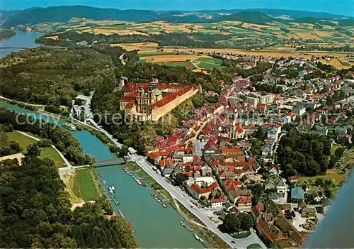 AK / Ansichtskarte Melk_Donau Fliegeraufnahme Benediktinerstift Melk_Donau