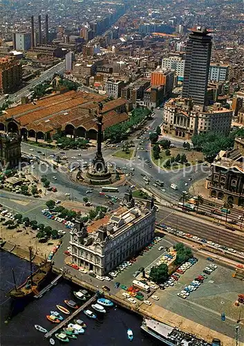 AK / Ansichtskarte Barcelona_Cataluna Fliegeraufnahme Colon Puerta de la Paz Barcelona Cataluna