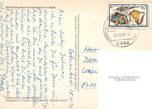 AK / Ansichtskarte Groenenbach_Bad Fliegeraufnahme Kneippkurort Groenenbach_Bad