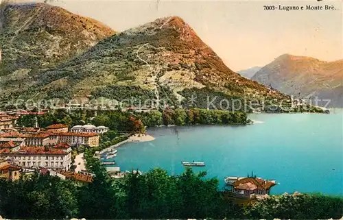 AK / Ansichtskarte Lugano_Lago_di_Lugano mit Monte Bre Lugano_Lago_di_Lugano