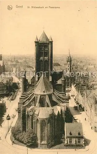 AK / Ansichtskarte Gent_Gand_Flandre St Niklaaskerk en Panorama Gent_Gand_Flandre