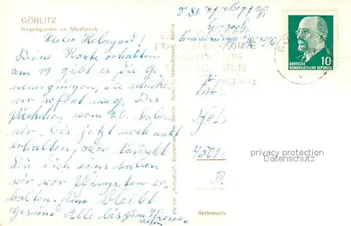 AK / Ansichtskarte Goerlitz_Sachsen Rosengarten im Stadtpark Goerlitz Sachsen
