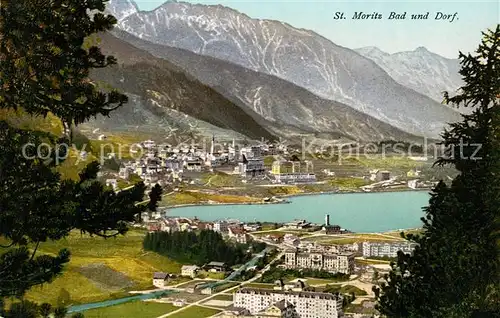 AK / Ansichtskarte St_Moritz_GR Bad und Dorf St_Moritz_GR