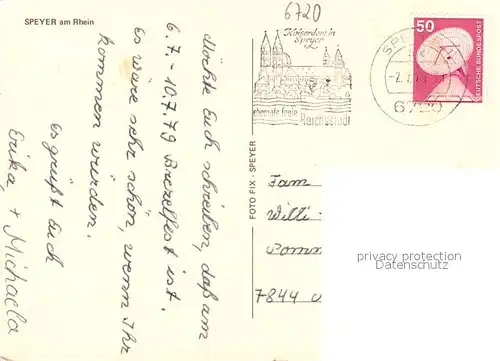AK / Ansichtskarte Speyer_Rhein Heidentuermchen mit Dom Maximilianstrasse Altpoertelturm Gedaechtniskirche Rheinbruecke Kaiserbruecke Speyer Rhein