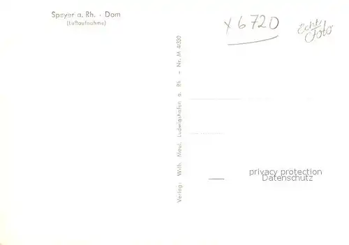 AK / Ansichtskarte Speyer_Rhein Dom Fliegeraufnahme Speyer Rhein