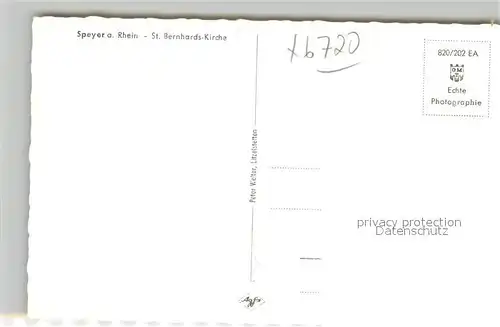 AK / Ansichtskarte Speyer_Rhein St Bernhards Kirche Speyer Rhein