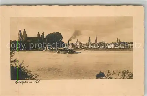 AK / Ansichtskarte Speyer_Rhein Dom Dampfer Rheinpartie Speyer Rhein