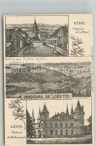 AK / Ansichtskarte Vimy Eglise et le Mont Panorama de Lorette Lievin Chateau de Rollencourt Vimy