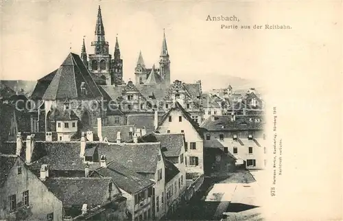 AK / Ansichtskarte Ansbach_Mittelfranken Partie aus der Reitbahn Altstadt Kirche Ansbach Mittelfranken
