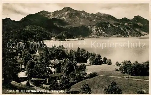 AK / Ansichtskarte Kochel_See Panorama mit Herzogstand und Heimgarten Bayerische Voralpen Kochel_See