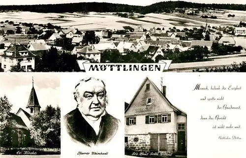 AK / Ansichtskarte Moettlingen Panorama Kirche Pfarrer Blumhardt Geburtshaus Gottlieb Dittus Moettlingen