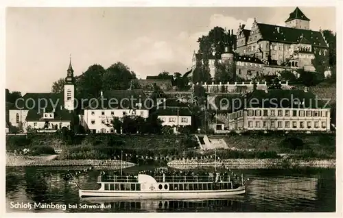 AK / Ansichtskarte Mainberg Blick ueber den Main zum Schloss Ausflugsdampfer Mainberg