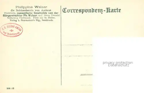 AK / Ansichtskarte Adel Philippine Welser  Adel