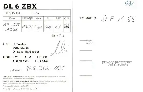 AK / Ansichtskarte Raumfahrt Space Shuttle Ladeluke Oberkochen Raumfahrt