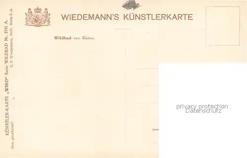 AK / Ansichtskarte Verlag_Wiedemann_WIRO_Nr. 2741 A Wildbad  Verlag_Wiedemann_WIRO_Nr.