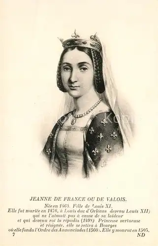 AK / Ansichtskarte Adel_Frankreich Jeanne de France ou de Valois Adel Frankreich