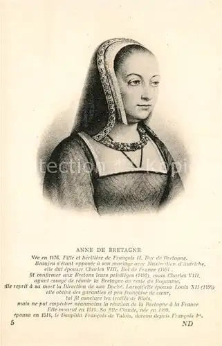 AK / Ansichtskarte Adel_Frankreich Anne de Bretagne Adel Frankreich