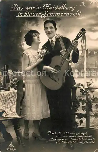 AK / Ansichtskarte Foto_PH_Nr. 5786 4 Poesie Das war in Heidelberg in blauer Sommernacht Gitarre Foto_PH_Nr.