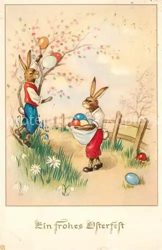 AK / Ansichtskarte Vermenschlicht Hasen Ostern Ostereier  Vermenschlicht