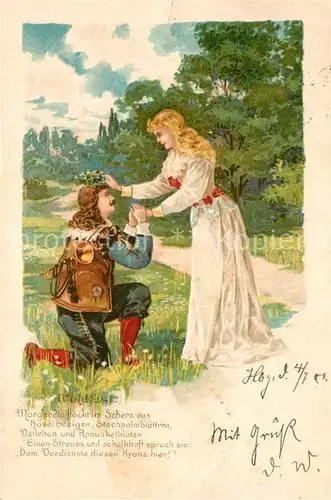 AK / Ansichtskarte Trompeter_Scheffel Waldfest Margareta Gedicht Litho  Trompeter Scheffel