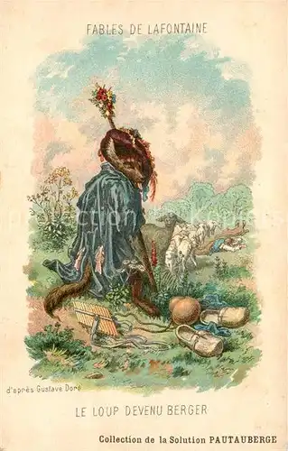 AK / Ansichtskarte Maerchen_Sagen Fables de Lafontaine Le Loup devenu Berger Gustave Dore Litho Maerchen Sagen