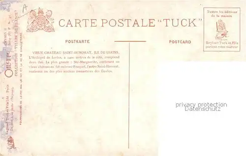 AK / Ansichtskarte Verlag_Tucks_Oilette_Nr. 42 Cannes Vieux Chateau Saint Honorat Ile de Lerins Verlag_Tucks_Oilette_Nr.