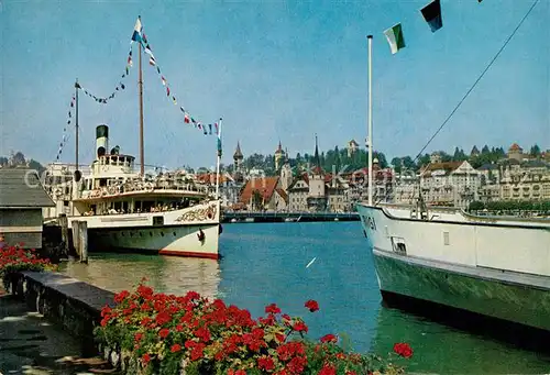 AK / Ansichtskarte Dampfer_Seitenrad Luzern Bahnhofquai  Dampfer Seitenrad