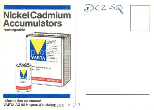 AK / Ansichtskarte Werbung_Reklame Batterie Varta Nickel Cadmium Accumulators Rechargeable  Werbung_Reklame