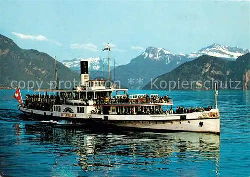 AK / Ansichtskarte Dampfer_Seitenrad Unterwalden Vierwaldstaettersee Dampfer Seitenrad